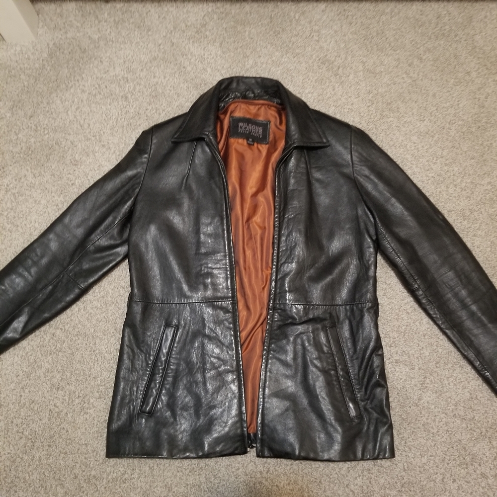 Wilsons Leather Women’s Jacket/Coat Pelle Studio Black Size M Zip Front Closure.
